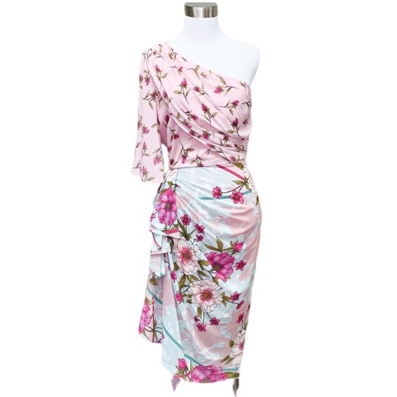 Belle Badgley Mischka Opal Floral One Shoulder Dress - Picture 14 of 14